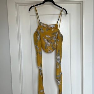 Chrishelle x JOA yellow floral top with multi-purpose ties